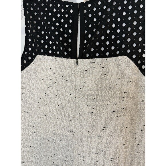 Ann Taylor Dress Women’s 8 Black Ivory Tweed Shift Sleeveless Sheath Lace Trim - Picture 8 of 9